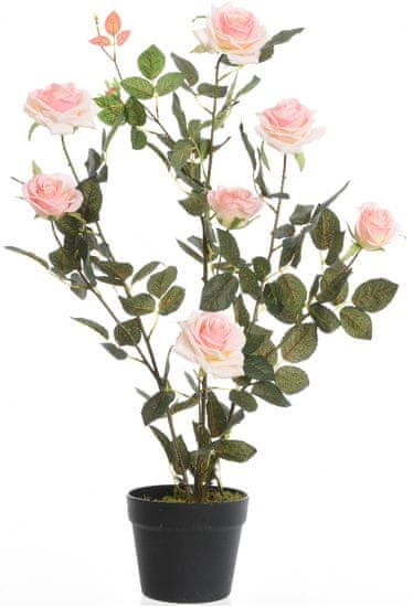 Kaemingk Ružový ker v kvetináči, ružový, 80 cm