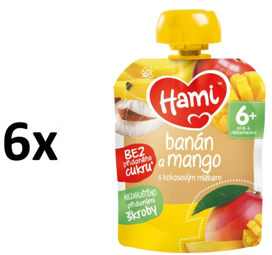 Hami kapsička banán a mango s kokosovým mliekom 6x90g