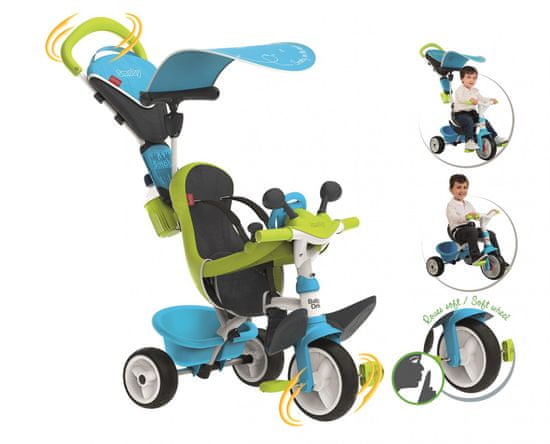 Smoby Trojkolka Baby driver Confort modro-zelená