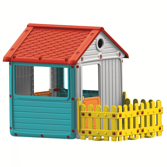 DOLU Detský záhradný domček s plotom, plastový, modrý