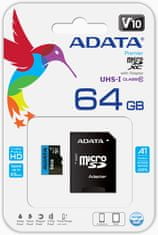 A-Data MicroSDXC 64GB UHS-I 85/20MB/s + ad (AUSDX64GUICL10A1-RA1)
