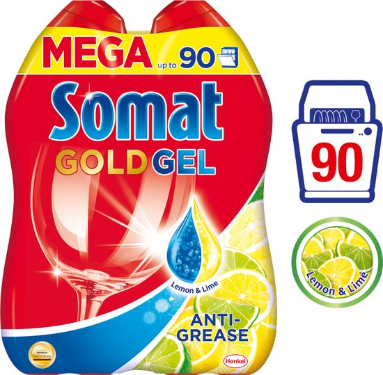 Somat Gold gel Anti-Grease Lemon 2 x 900 ml (90 umývaní