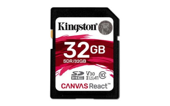 Kingston 32GB Canvas React SDHC UHS-I V30 (SDR/32GB)