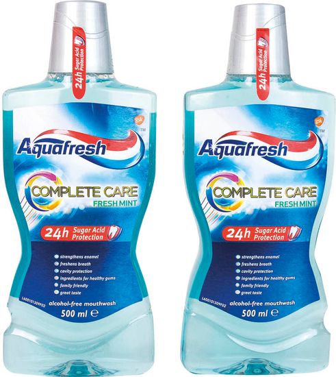 Aquafresh Complete Care ústna voda 2 x 500 ml