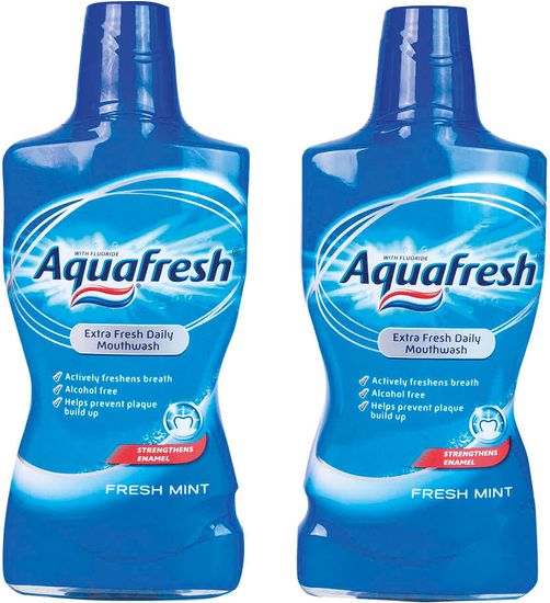 Aquafresh Fresh Mint ústna voda 2 x 500 ml