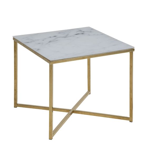 Design Scandinavia Konferenčný stolík hranatý Alma, 50 cm, zlatá