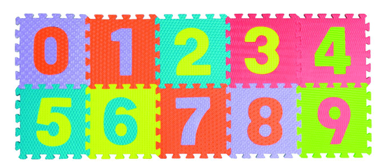 Teddies BABY Penové puzzle čísla 0-9 podložka 25x25 cm