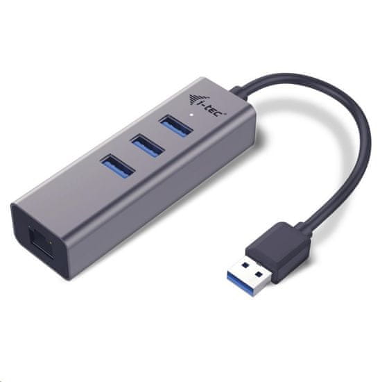 I-TEC USB 3.0 Metal 3 port HUB Gigabit Ethernet 1x USB 3.0 na RJ-45 3x USB 3.0 U3METALG3HUB