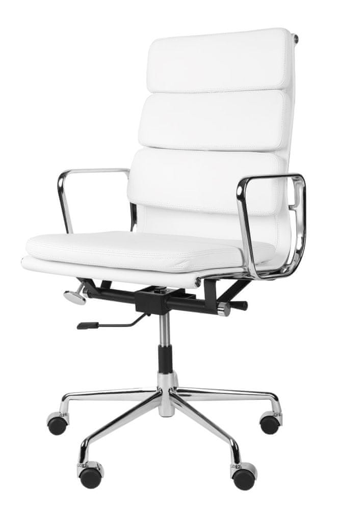 shumee Kancelárska stolička CH2191T biela kožená chróm