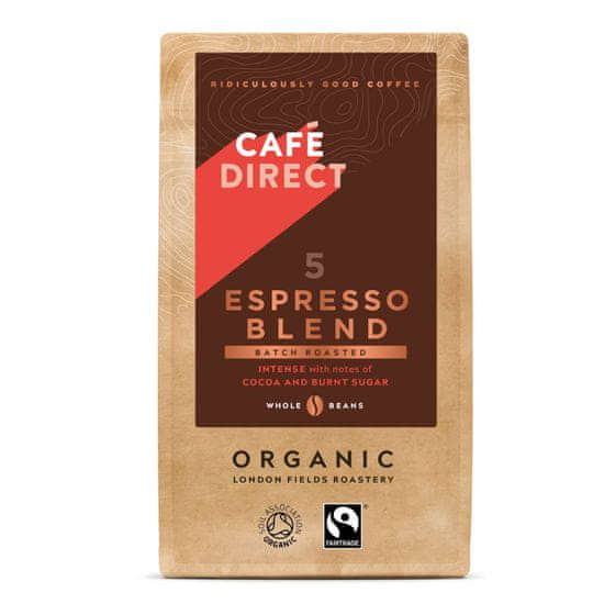 Cafédirect BIO Espresso Blend zrnková káva s tónmi rumu a praženého cukru 227g