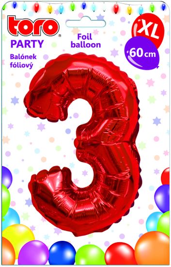 TORO Balónik XL Číslica 3 červená 60 cm