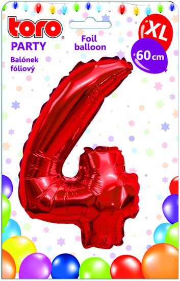 TORO Balónik XL Číslica 4 červená 60 cm