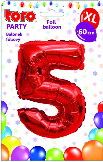 TORO Balónik XL Číslica 5 červená 60 cm
