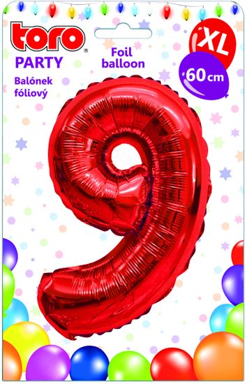 TORO Balónik XL Číslica 9 červená 60 cm