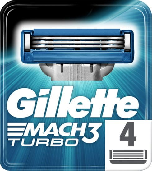 Gillette Mach3 Turbo náhradné hlavice 4 ks