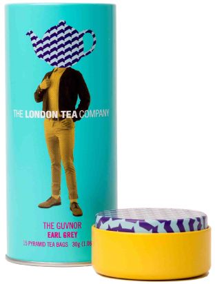 London Tea Company Fairtrade čierny čaj pyramídový Earl Grey v plechovej dóze 15ks