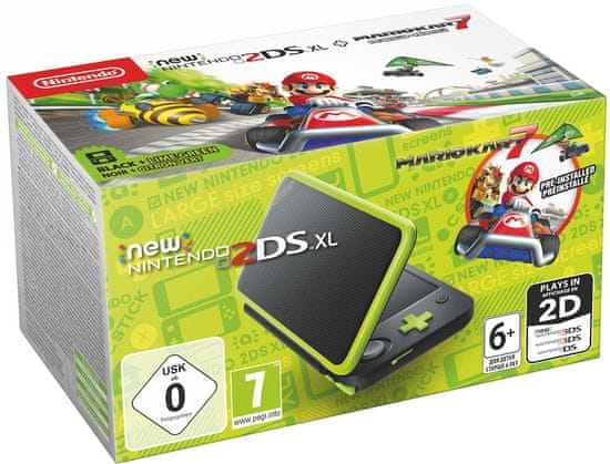 Nintendo New 2DS XL, černá/zelená + Mario Kart 7 (NI3H97240)