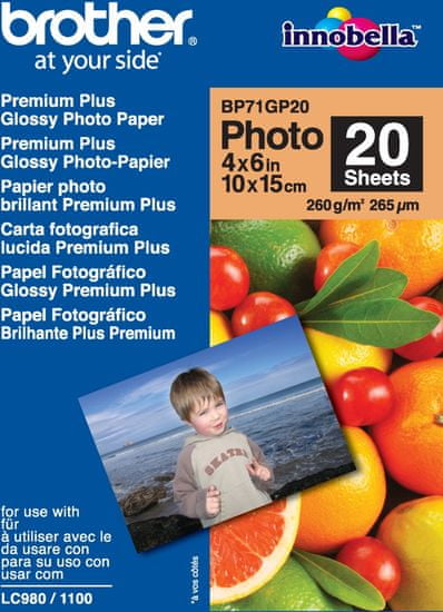 BROTHER fotopapier premium Glossy BP71GP20 10 x 15, 20ks