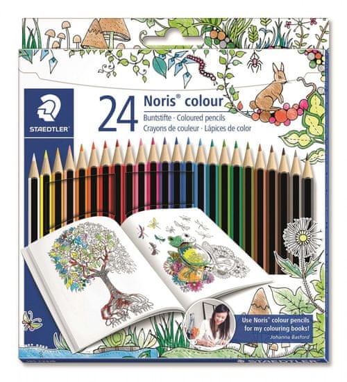 Staedtler Barevné pastelky "Noris Colour", Johanna Basford limitovaná edice, sada 24 barev, šestihranná
