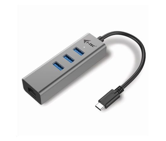 I-TEC USB C Metal 3 port HUB Gigabit Ethernet 1x USB C na RJ-45 3x USB 3.0 LED C31METALG3HUB