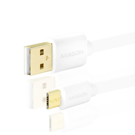AXAGON BUMM-AM30QW, HQ Kábel Micro USB - USB A, dátový a nabíjací 2A, biely, 3 m BUMM-AM30QW