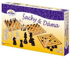 DETOA Šach a dáma drevo spoločenská hra v krabici 35x23x4 cm