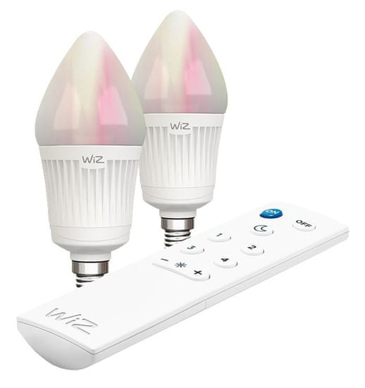 WiZ LED Žiarovka colors Candle E14 - 470 lm 2 ks + diaľkové ovládanie