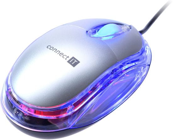 Connect IT optická myš podsvietená, strieborná (CI-64)
