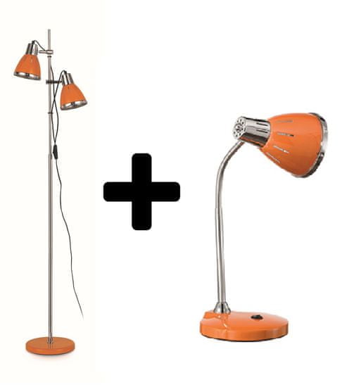 Ideal Lux Stojaca lampa Elvis oranžová + stolná lampa darček