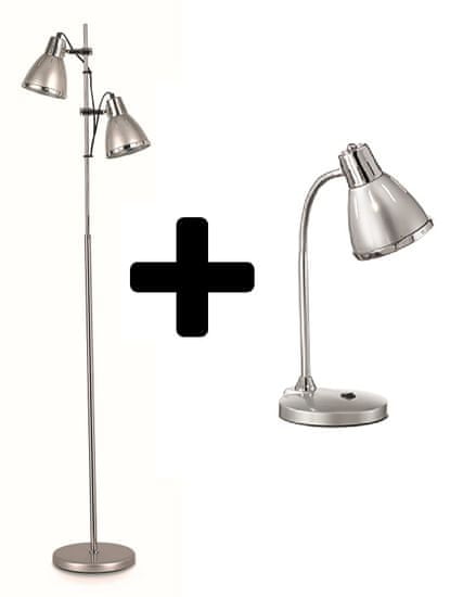 Ideal Lux Stojaca lampa Elvis strieborná + stolná lampa darček