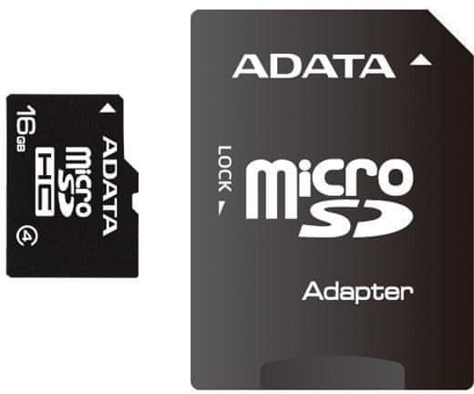 A-Data Micro SDHC 16GB Class 4 + adaptér (AUSDH16GCL4-RA1)