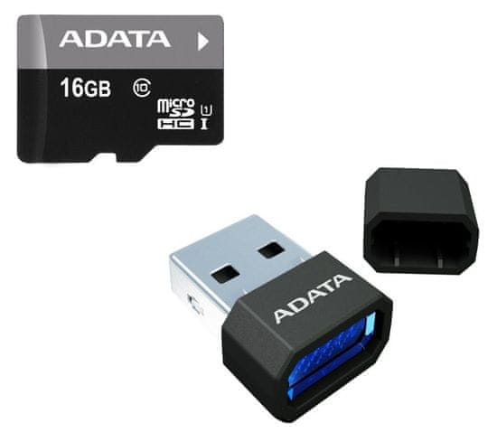 A-Data Micro SDHC Premier 16GB UHS-I + USB čtečka (AUSDH16GUICL10-RM3BKBL)