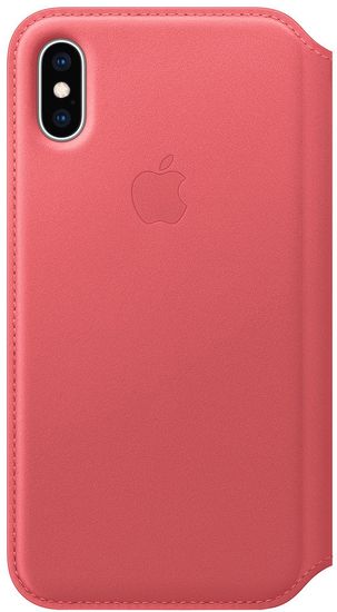 Apple kožené puzdro Folio na iPhone XS, pivoňková ružová MRX12ZM/A