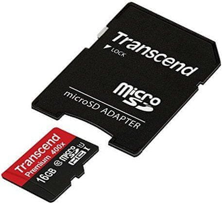 Transcend Micro SDHC Premium 400x 16GB UHS-I + SD adaptér (TS16GUSDU1)