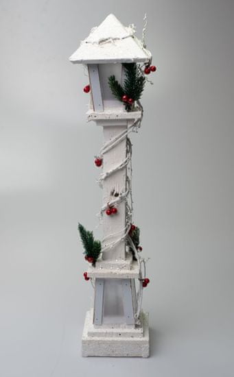 Seizis Lampa pouličná drevená biela s LED, 60 cm