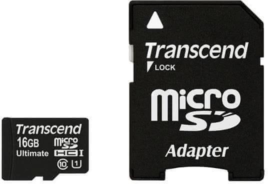 Transcend Micro SDHC 600x 16GB Class 10 UHS-I + adaptér (TS16GUSDHC10U1)
