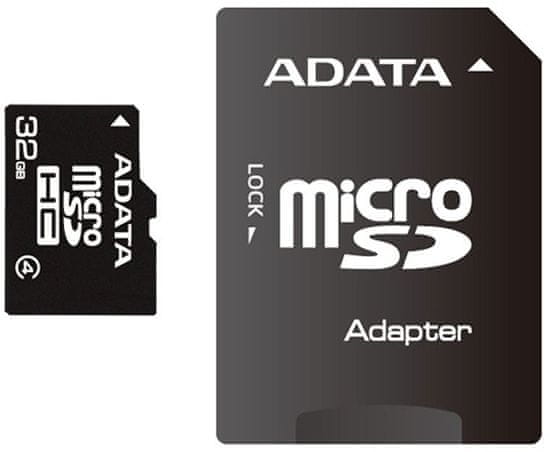 A-Data Micro SDHC 32GB Class 4 + adaptér (AUSDH32GCL4-RA1)