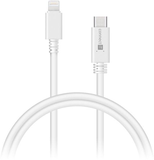 Connect IT Wirez USB-C (Type C) Apple Lightning, biely, 1 m CCA-4060-WH