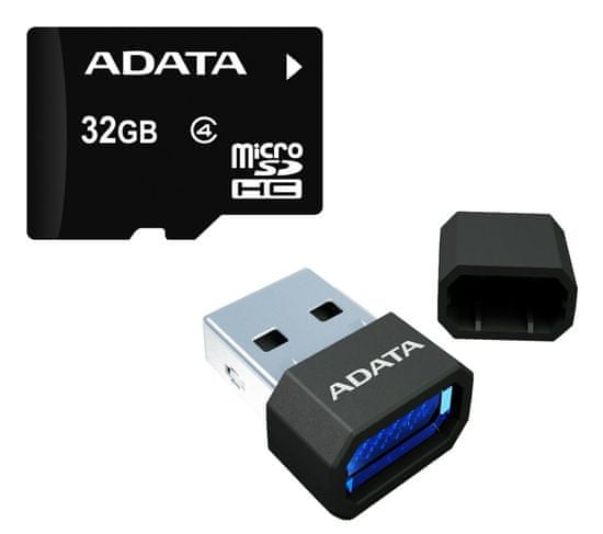 A-Data Micro SDHC 32GB Class 4 + USB čítačka (AUSDH32GCL4-RM3BKBL)