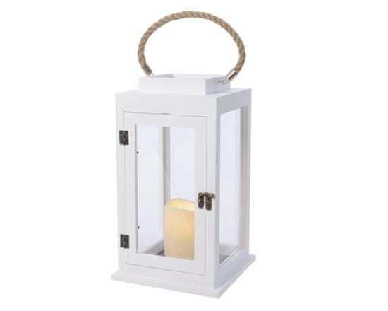 Kaemingk LED svetelná drevená lucerna, 20x20x35cm, biela