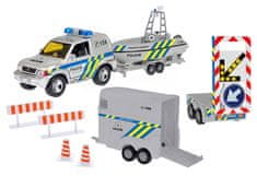Mikro hračky Policajné auto 13cm s prívesom + 2 vozíky
