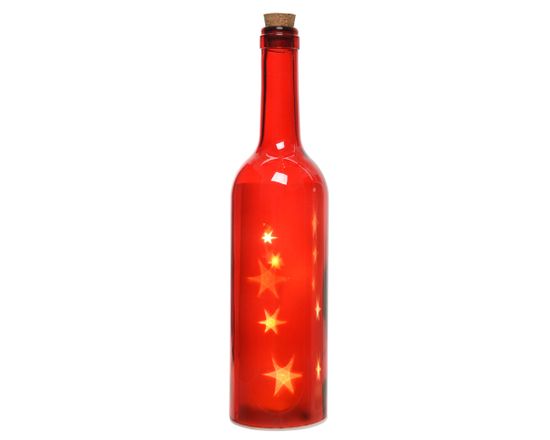 Kaemingk Micro LED svetelná dekorácia Sklenená fľaša, červená