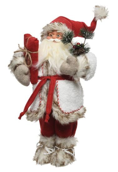 Kaemingk Vianočná dekorácia Santa s darčekom 16x9x30 cm