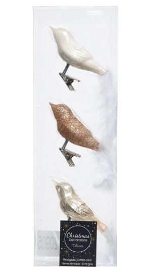 Kaemingk Vánoční dekorace "Ptáček", set 3 ks, perleťové