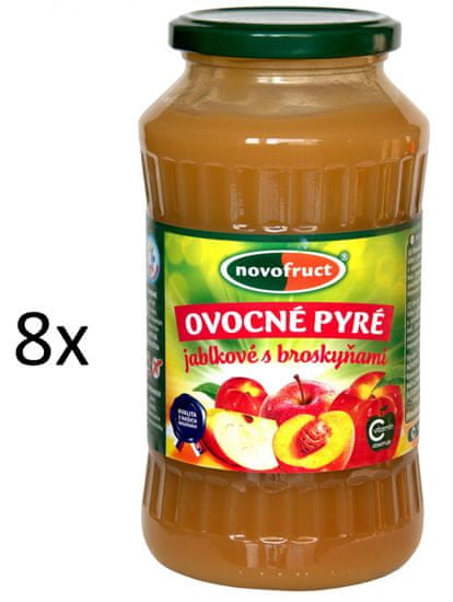 NOVOFRUCT 8x Ovocné pyré jablko + broskyňa - 700 g