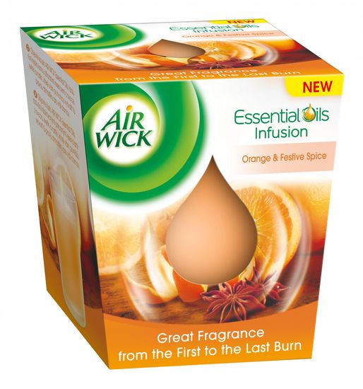 Air wick Essential Oils Infusion sviečka - Pomaranč a sviatočné korenie 150g