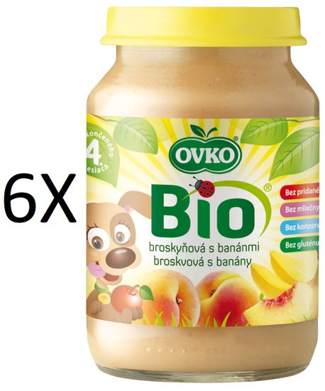 OVKO 6x BIO broskyňa + banány PT -190g