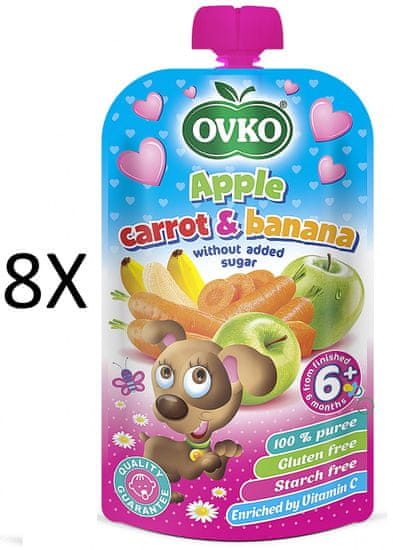 OVKO 8x Jablko+karotka+banán PO - 120g