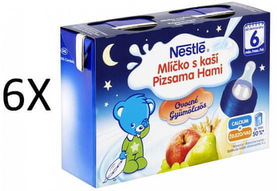 Nestlé Mliečko s kašou, ovocné - 6 x (2x200ml)