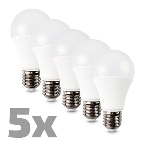 Solight LED žárovka 5-pack, klasický tvar, 10W, E27, 3000K, 270°, 810lm, 5ks v balení